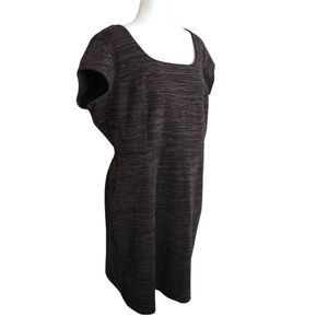 Attention XL Black and Gold Holiday Dress with Cap Sleeves Crew Neck.